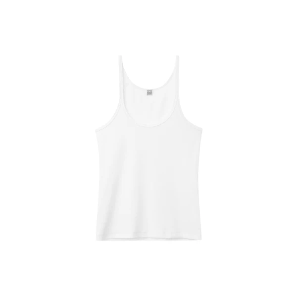 Totême Scoop Neck Rib Tank White - Tops - Scandinavian Minimalist Luxury at Luxury Shoes 