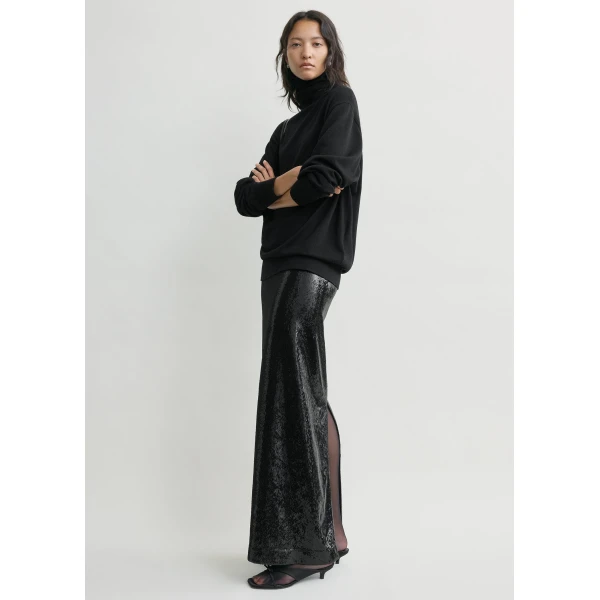 Totême Sequin Skirt Black - Skirts - Scandinavian Minimalist Luxury at Luxury Shoes 