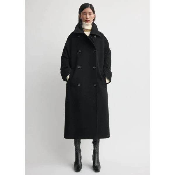 Totême Shield Coat Black - Coats - Scandinavian Minimalist Luxury at Luxury Shoes 