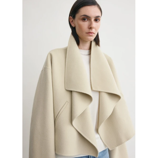 Totême Signature Doublé Jacket Peanut - Jackets - Scandinavian Minimalist Luxury at Luxury Shoes 