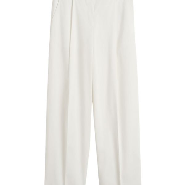 Totême Single Pleat Cotton Trousers White - Pants - Scandinavian Minimalist Luxury at Luxury Shoes 