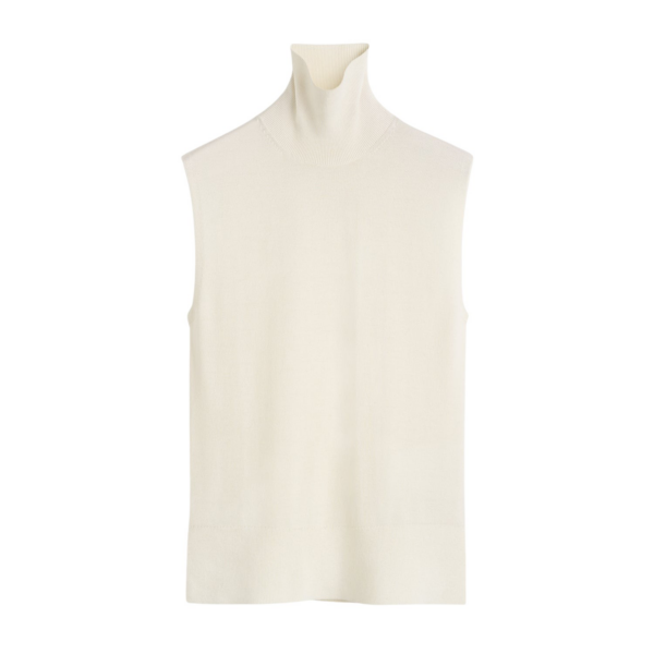 Totême Sleeveless Fine Turtleneck Ecru - Knitwear - Scandinavian Minimalist Luxury at Luxury Shoes 