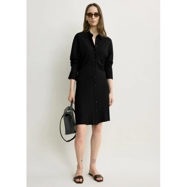 Totême Slouch Jersey Shirtdress Black - Dresses - Scandinavian Minimalist Luxury at Luxury Shoes 