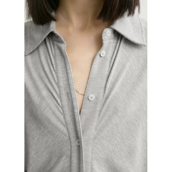 Totême Slouch Jersey Shirtdress Pale Grey Mélange - Dresses - Scandinavian Minimalist Luxury at Luxury Shoes 