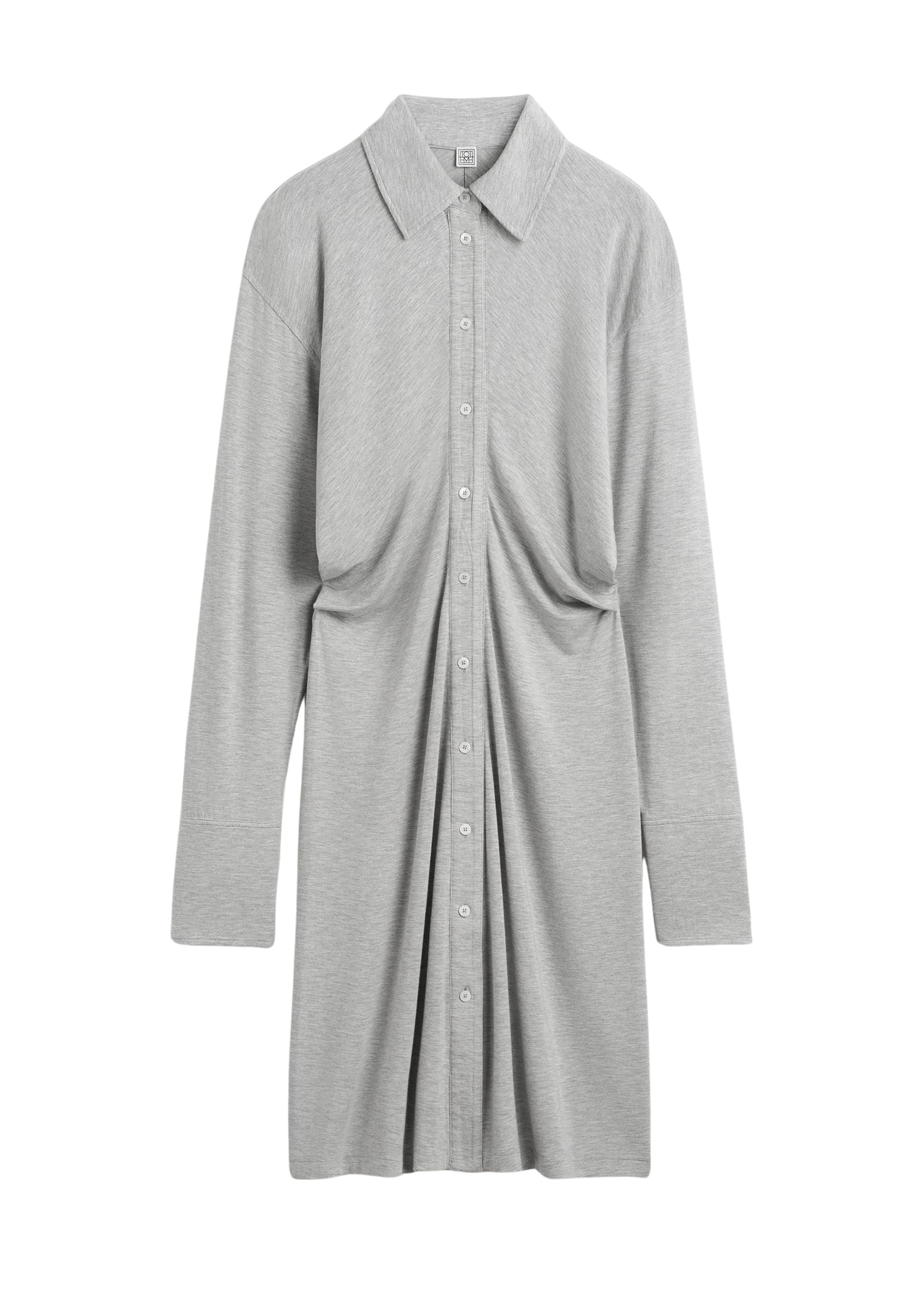 Toteme-Slouch-Jersey-Shirtdress-Pale-Grey-Melange71219_nobg Totême Slouch Jersey Shirtdress Pale Grey Mélange - Dresses - Scandinavian Minimalist Luxury at Luxury Shoes