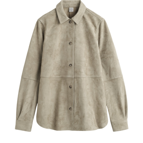 Totême Soft Suede Shirt Desert - Tops - Scandinavian Minimalist Luxury at Luxury Shoes 
