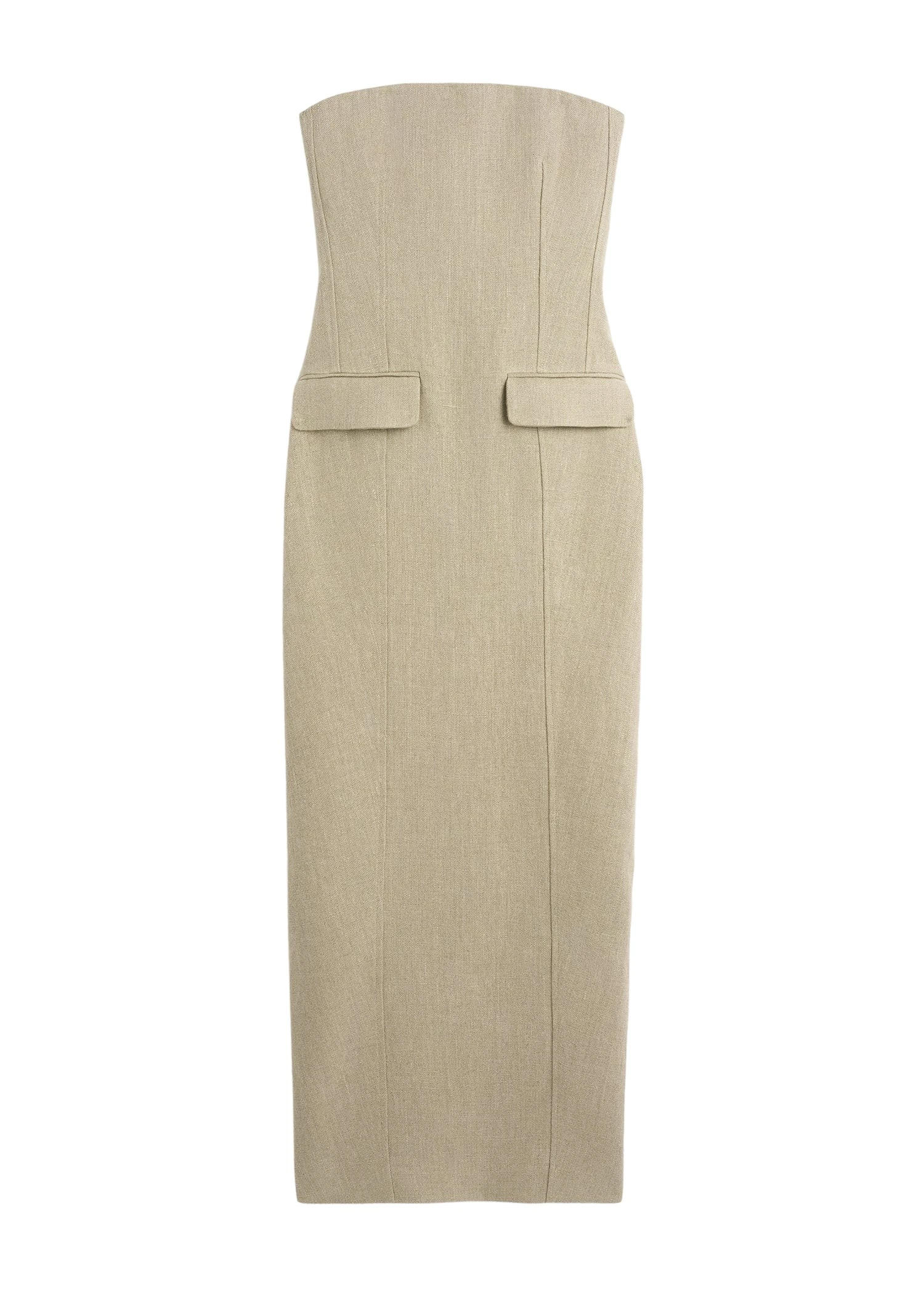 Toteme-Strapless-Pocket-Dress-Beige74431_nobg Totême Strapless Pocket Dress Beige - Dresses - Scandinavian Minimalist Luxury at Luxury Shoes