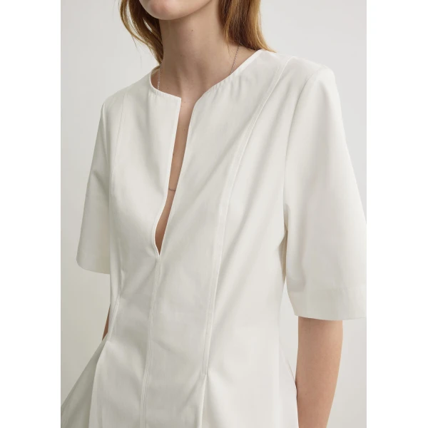 Totême Tailored Cotton Top White - Tops - Scandinavian Minimalist Luxury at Luxury Shoes 