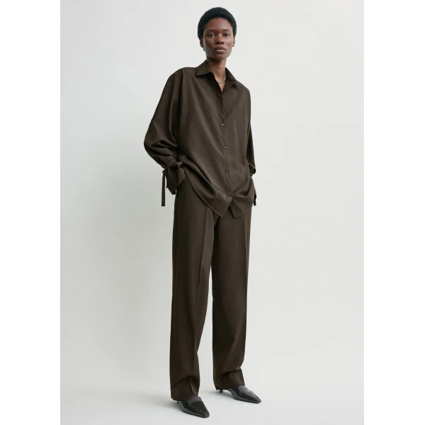 Totême Tie-Cuff Shirt Pepper - Tops - Scandinavian Minimalist Luxury at Luxury Shoes 