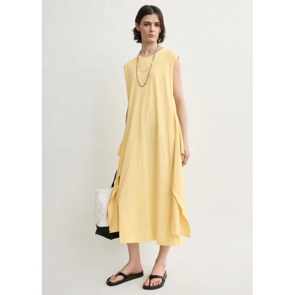 Totême Tie-Waist Jersey Dress Buttercup - Dresses - Scandinavian Minimalist Luxury at Luxury Shoes 