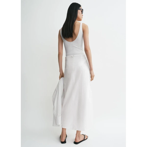 Totême Tie-Waist Skirt White - Skirts - Scandinavian Minimalist Luxury at Luxury Shoes 