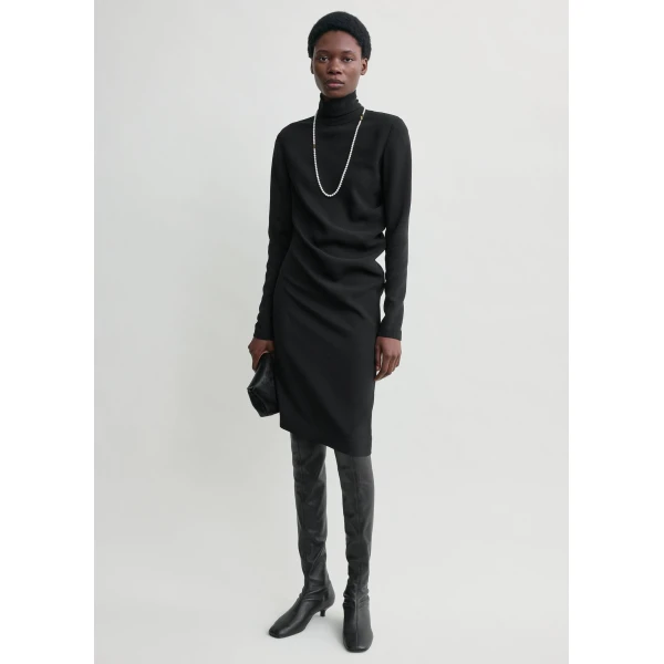Totême Twist Dress Black - Dresses - Scandinavian Minimalist Luxury at Luxury Shoes 