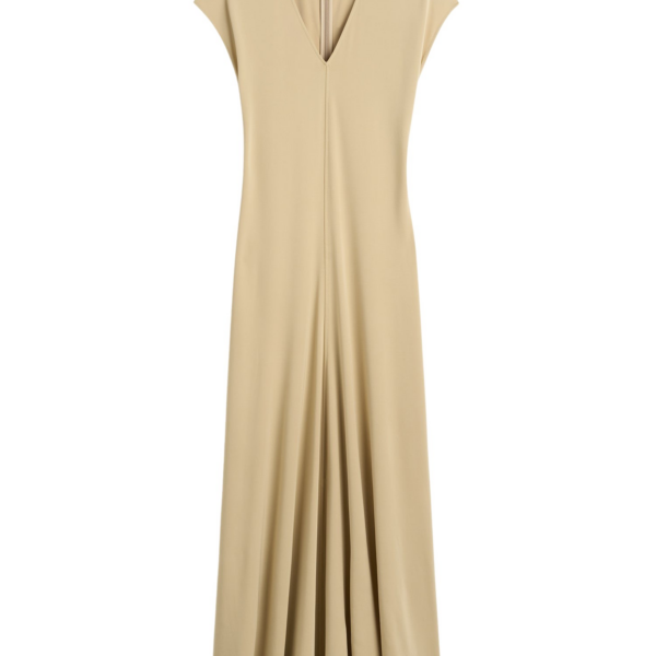 Totême V-Neck Jersey Dress Chai - Dresses - Scandinavian Minimalist Luxury at Luxury Shoes 