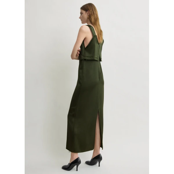 Totême V-Neck Slip Dress Bottle Green - Dresses - Scandinavian Minimalist Luxury at Luxury Shoes 