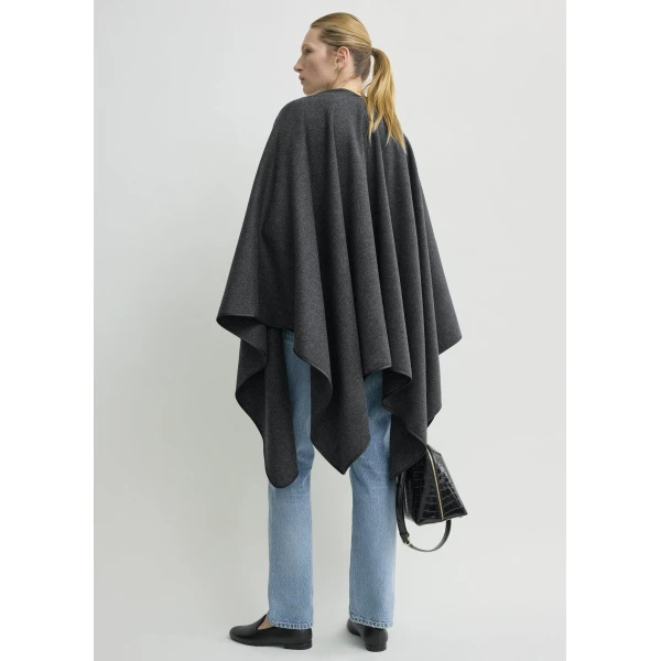 Totême Winter Flannel Cape Charcoal - Knitwear - Scandinavian Minimalist Luxury at Luxury Shoes 