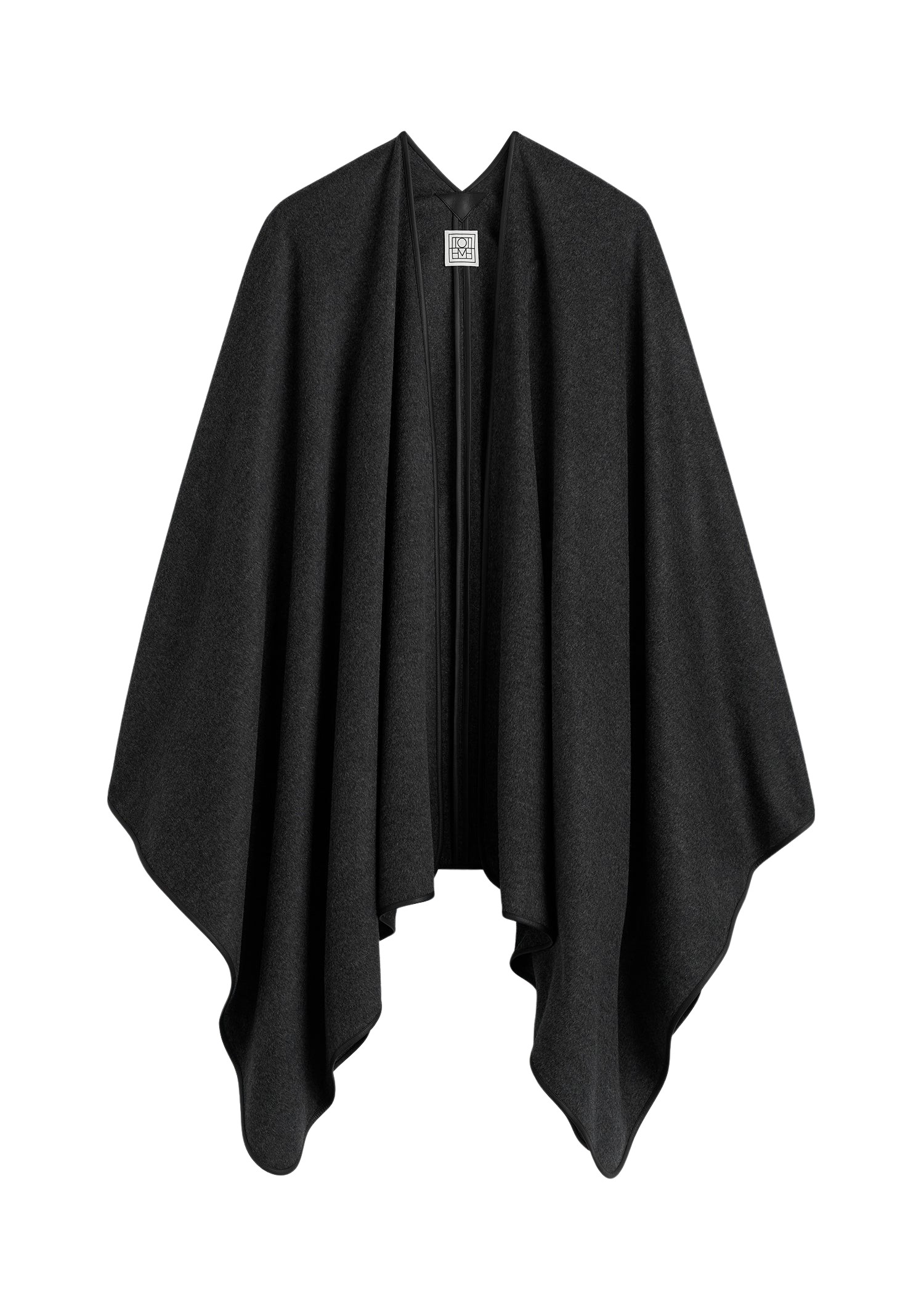 Toteme-Winter-Flannel-Cape-Charcoal25171_nobg Totême Winter Flannel Cape Charcoal - Knitwear - Scandinavian Minimalist Luxury at Luxury Shoes