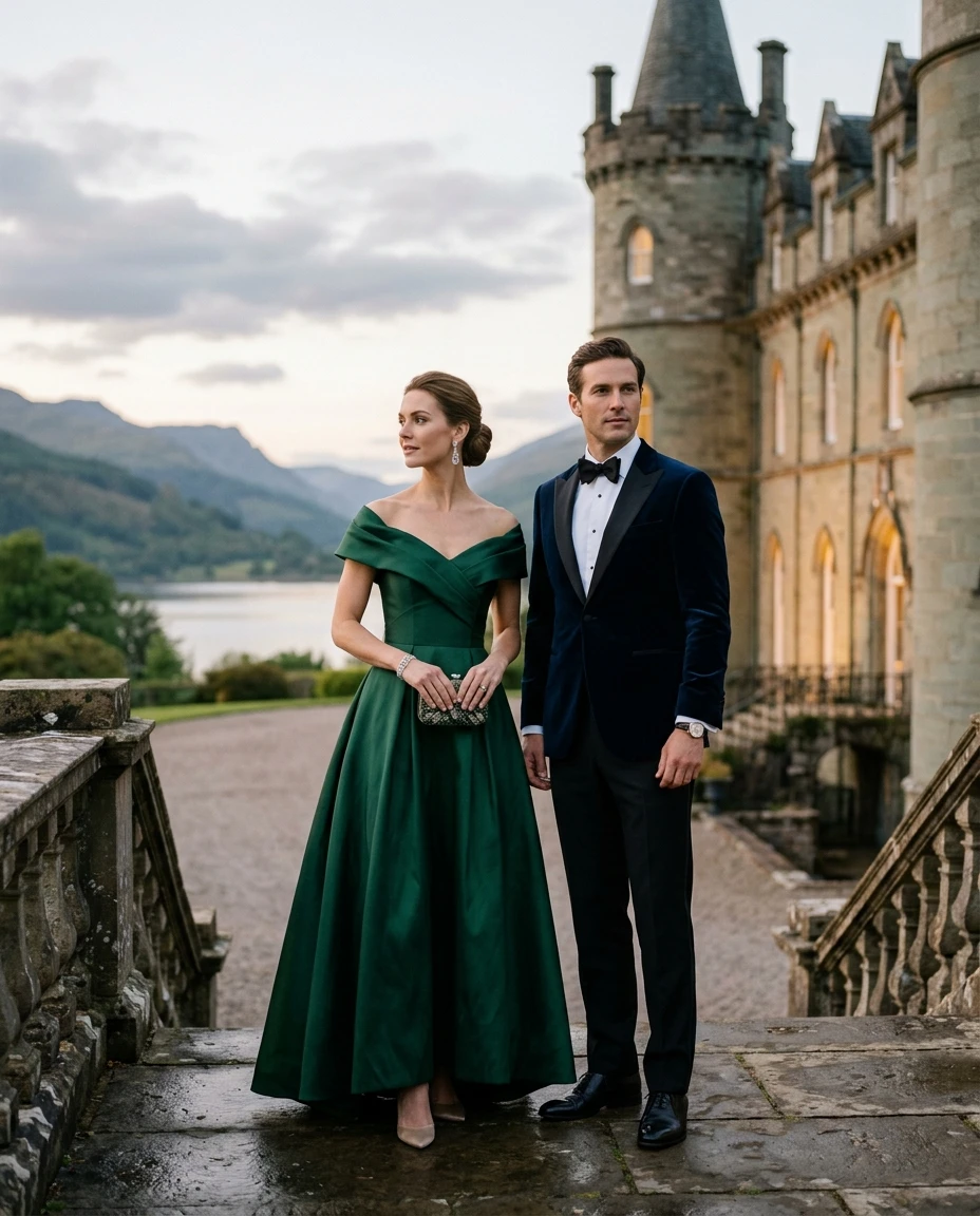 Gemma Deeks Style Guide: Formal attire dinner outfit in Scotland Summer 2026