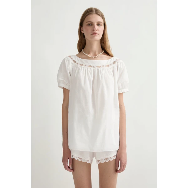 Posse Marilyn Blouse – sustainable Tops in White from Australian designer at Luxury Shoes .