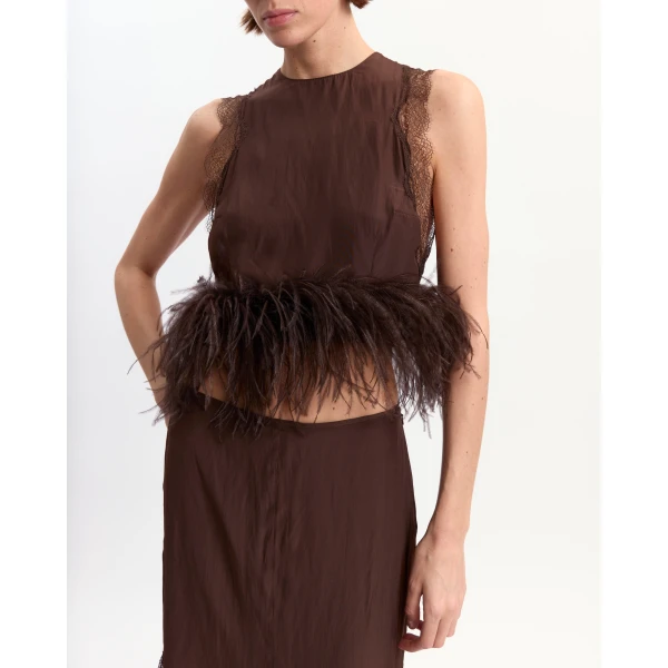 Elevate your elegance in this 16 Arlington Tops from the luxury feather dress edit