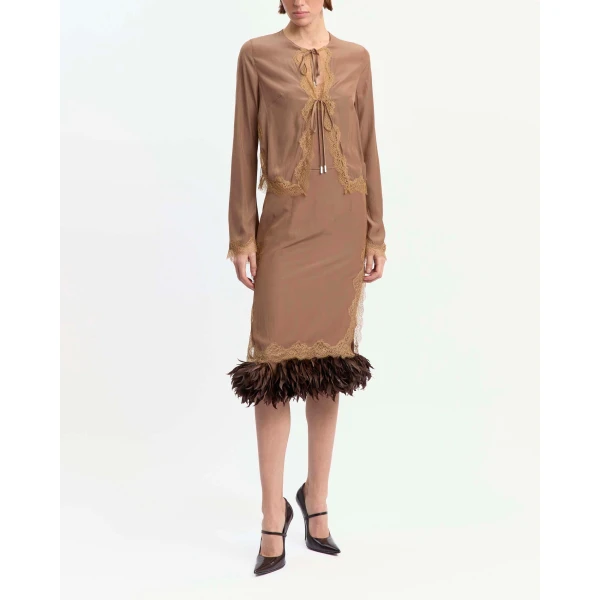 Elevate your elegance in this 16 Arlington Knitwear from the luxury feather dress edit