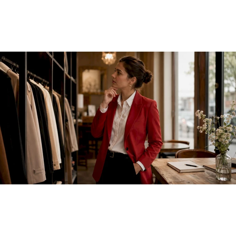 Eine Frau lässt sich im Atelier von zeitlosen Modeklassikern inspirieren.