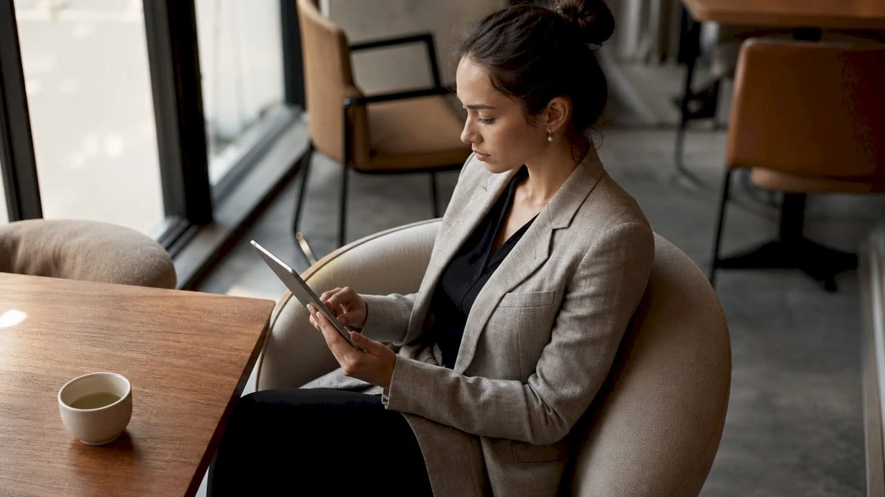 Eine Person stöbert auf ihrem Tablet nach neuen Modedesignern.