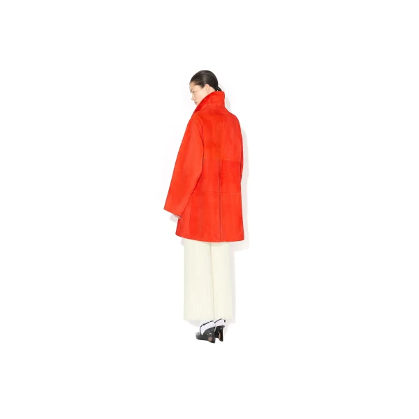 Alaïa A Line Suede Goatskin Coat - ALAÏA Coats - Laser Cut Luxury - Shop at Luxury Shoes 