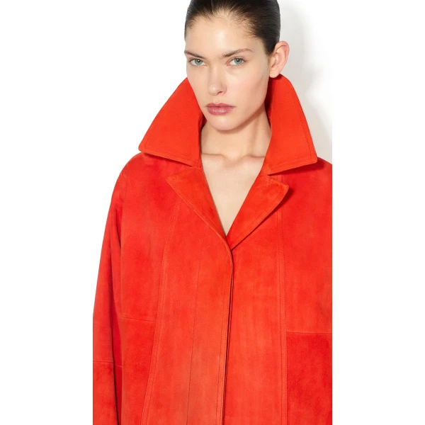 Alaïa A Line Suede Goatskin Coat - ALAÏA Coats - Laser Cut Luxury - Shop at Luxury Shoes 