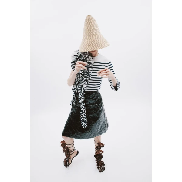 White Navy Striped top