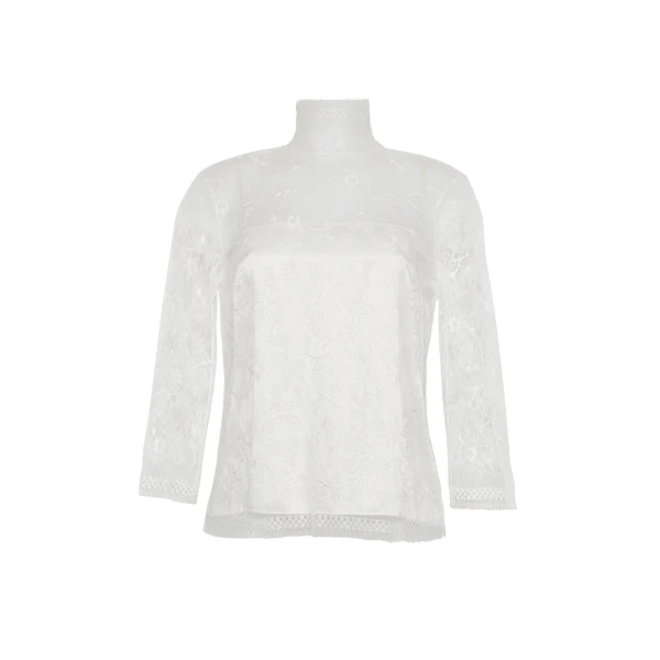 Adam Lippes Chantilly Lace Turtleneck