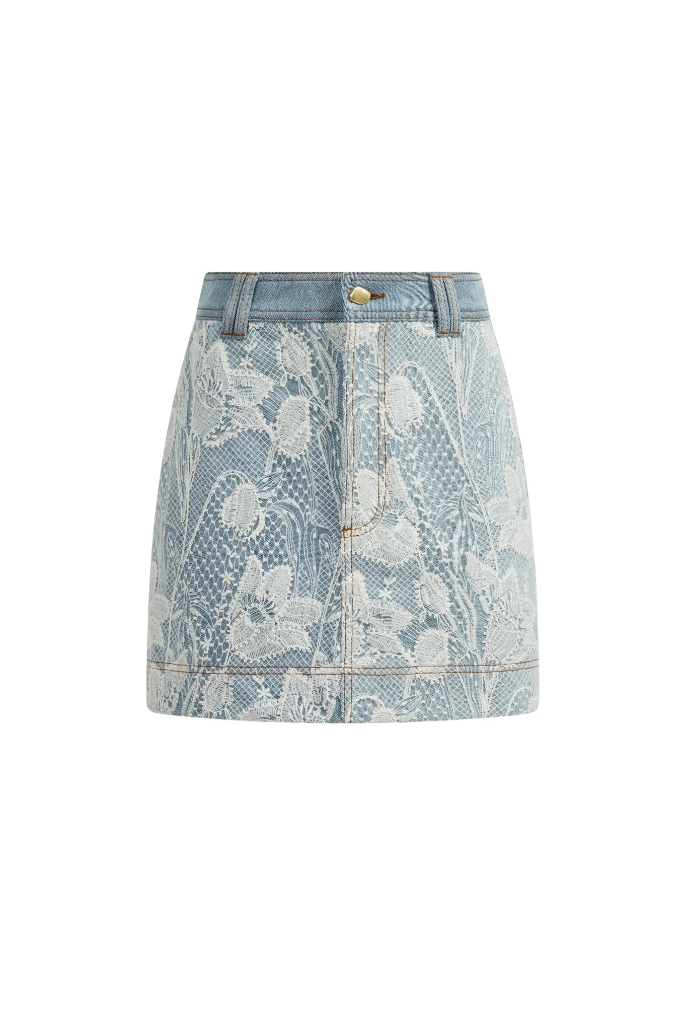 Aje-aus-Blossom-Lace-Denim-Mini-Skirt51344_nobg Aje Blue