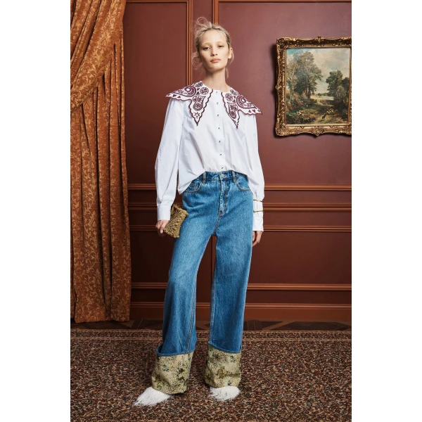 Alemais Bobby Embroidered Shirt  Sustainable Tops with Alémais print -  Luxury Handbags Australian Designer