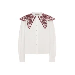 Alemais Bobby Embroidered Shirt  Sustainable Tops with Alémais print -  Luxury Handbags Australian Designer