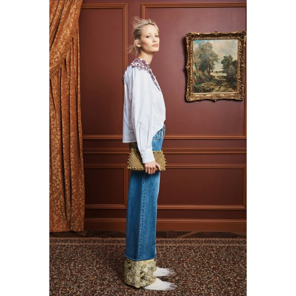 Alemais Bobby Embroidered Shirt  Sustainable Tops with Alémais print -  Luxury Handbags Australian Designer
