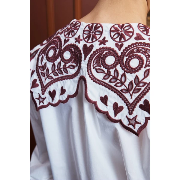 Alemais Bobby Embroidered Shirt  Sustainable Tops with Alémais print -  Luxury Handbags Australian Designer