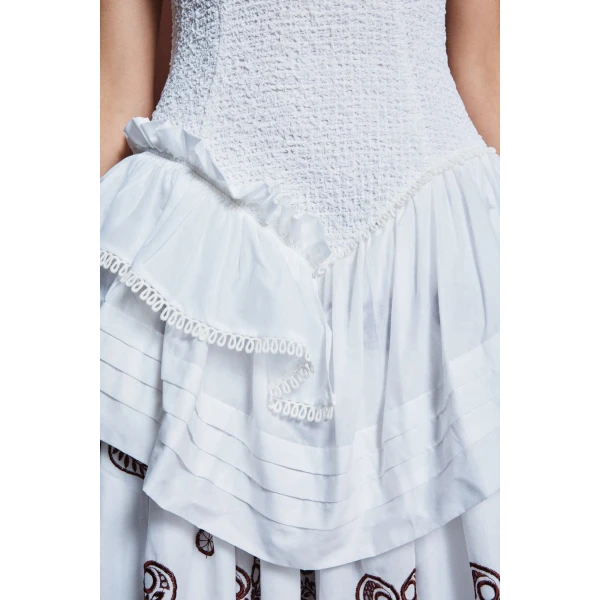 Alemais Bobby V-Neck Embroidered Midi Dress  Sustainable Dresses with Alémais print -  Luxury Handbags Australian Designer