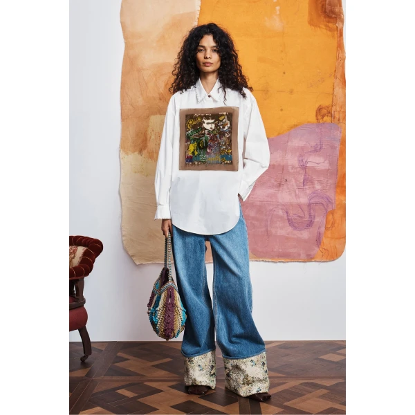 Alemais Limelight Embellish Shirt  Sustainable Tops with Alémais print -  Luxury Handbags Australian Designer