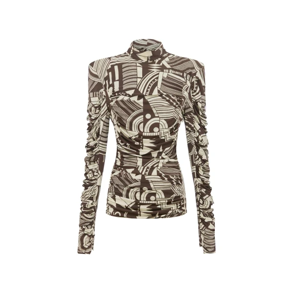 Alemais Lori Ruched Top  Sustainable Tops with Alémais print -  Luxury Handbags Australian Designer