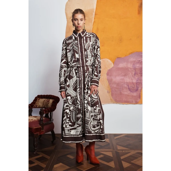 Alemais Lori Shirtdress  Sustainable Dresses with Alémais print -  Luxury Handbags Australian Designer
