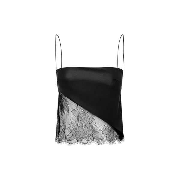 alex perry leather & lace top