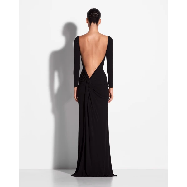 Long Sleeve Open Back Gown