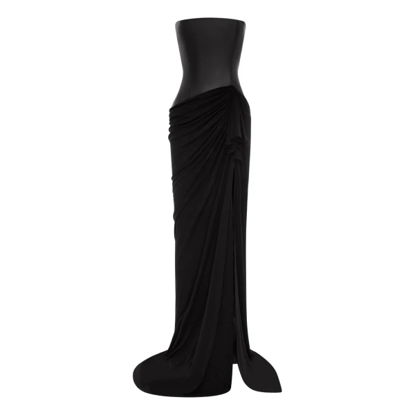 alex perry leather & jersey gown