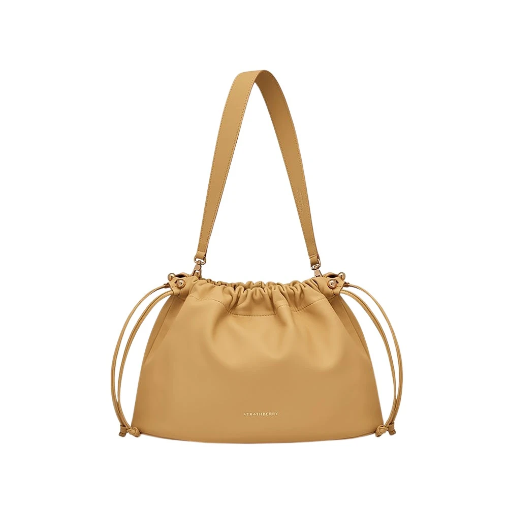 Beige-Charlotte-Midi-Drawstring-in-Brulee77861_nobg Strathberry Charlotte Midi Drawstring bucket bag