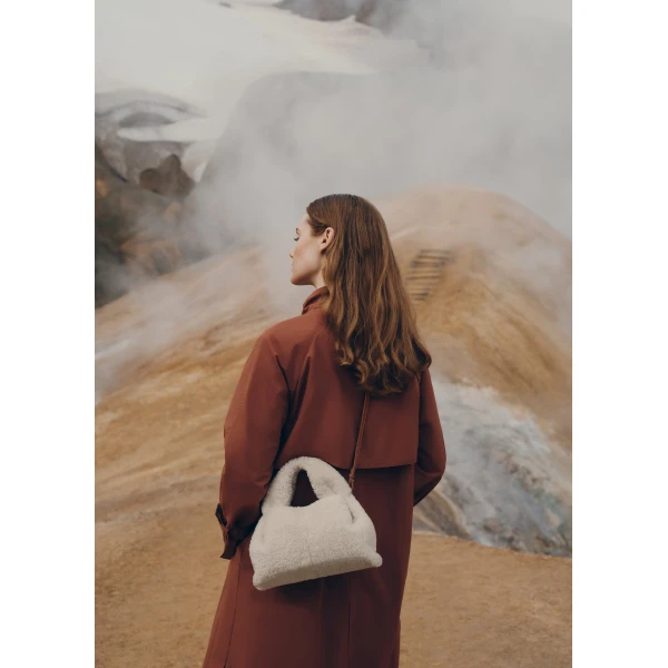 Polène Numéro Neuf Mini in Ecru Shearling Numéro Neuf Mini in Ecru Shearling - Mini Bags - Parisian Luxury Leather Bag at Luxury Shoes 
