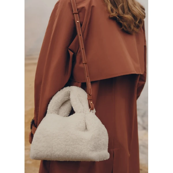 Polène Numéro Neuf Mini in Ecru Shearling Numéro Neuf Mini in Ecru Shearling - Mini Bags - Parisian Luxury Leather Bag at Luxury Shoes 