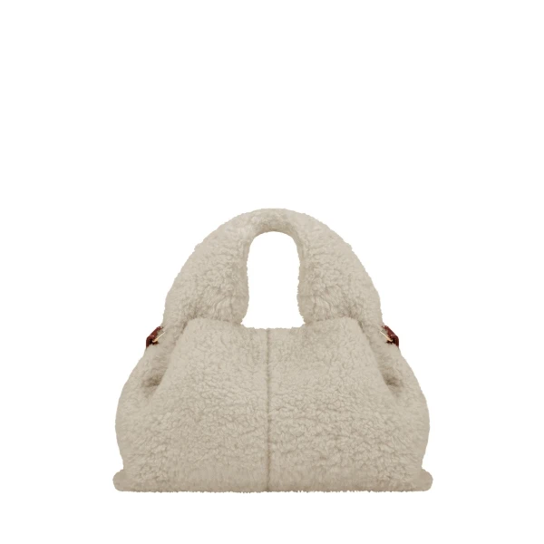 Polène Numéro Neuf Mini in Ecru Shearling Numéro Neuf Mini in Ecru Shearling - Mini Bags - Parisian Luxury Leather Bag at Luxury Shoes 