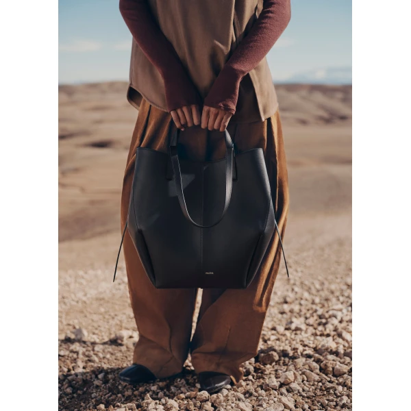 Polène Cyme Tote in Black Cyme Tote in Black - Totes & Top-Handle Bags - Parisian Luxury Leather Bag at Luxury Shoes 