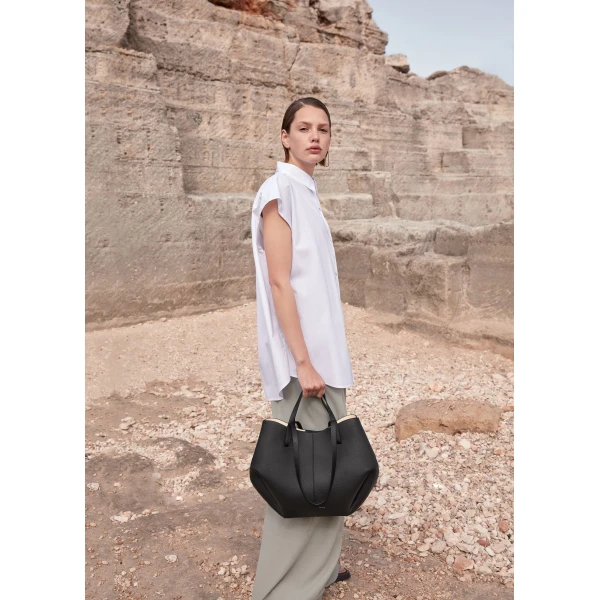Polène Cyme in Black Cyme in Black - Totes & Top-Handle Bags - Parisian Luxury Leather Bag at Luxury Shoes 