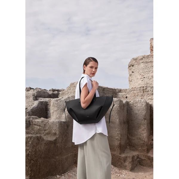 Polène Cyme in Black Cyme in Black - Totes & Top-Handle Bags - Parisian Luxury Leather Bag at Luxury Shoes 