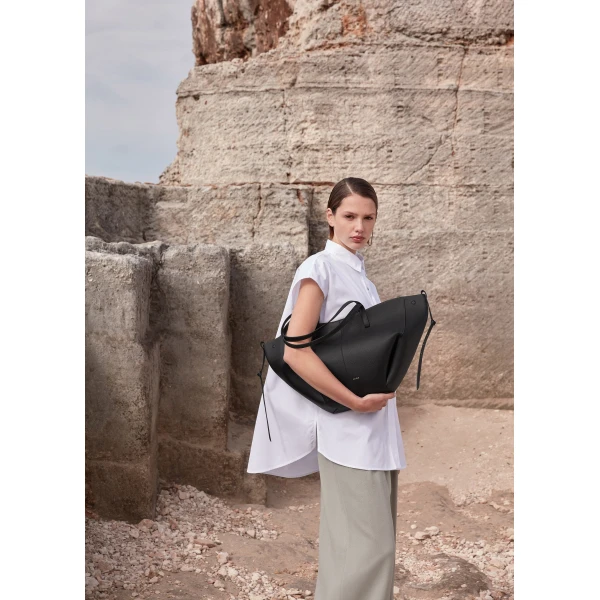 Polène Cyme in Black Cyme in Black - Totes & Top-Handle Bags - Parisian Luxury Leather Bag at Luxury Shoes 
